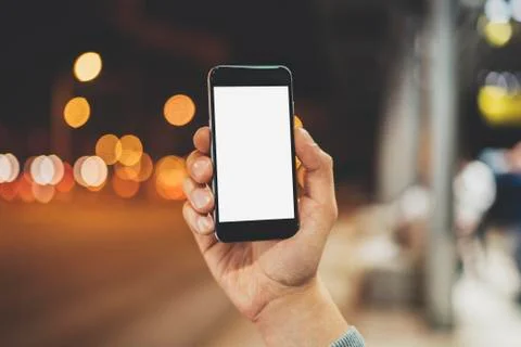 Mock-up of smartphone with blank screen for your text message or design Stock Photos