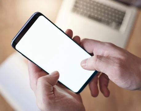 Mock-up of smartphone in hands Stock Photos