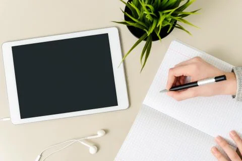Mock-up of student workplace 库存照片