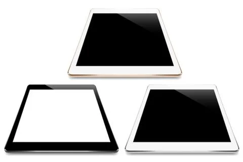 Mock up tablet collection set isolated on white vector design Stock Illustration
