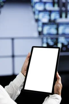 Mock up tablet used for server cabinets Stock Photos