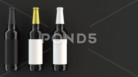 Mock up of tall beer bottles with blank labels Stock Illustration