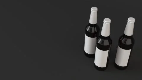 Mock up of tall beer bottles with blank labels Stock Illustration