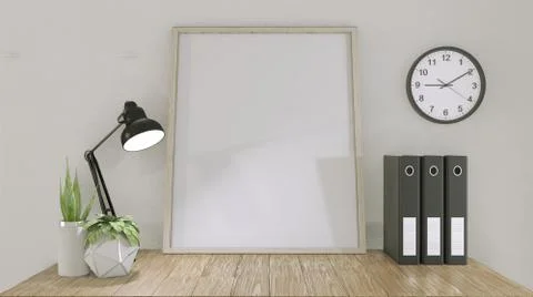 Mock up top table office with decoration on room mock up design.3D rendering Stock Illustration