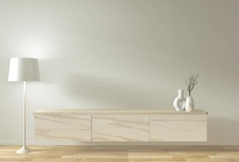 Mock up TV cabinet and display with room minimal design and decoraion japanes Stock Illustration