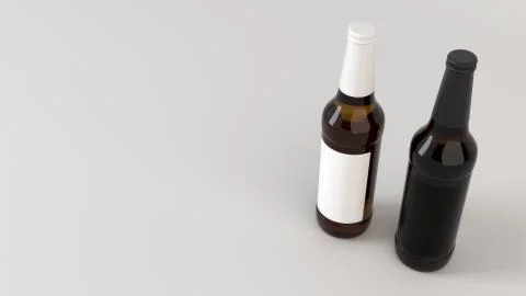 Mock up of two beer bottles with blank labels Stock Illustration