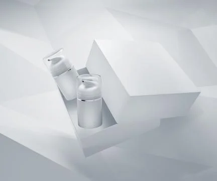 Mock-up of two cosmetics tubes and open box Stock Illustration