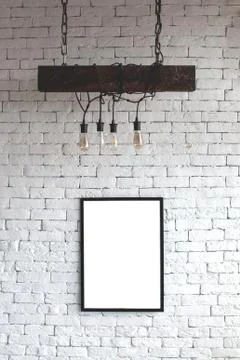Mock up, white brick wall. Stock Photos