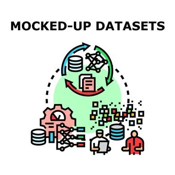 Mocked up datasets developing machine learning programs Stock Illustration
