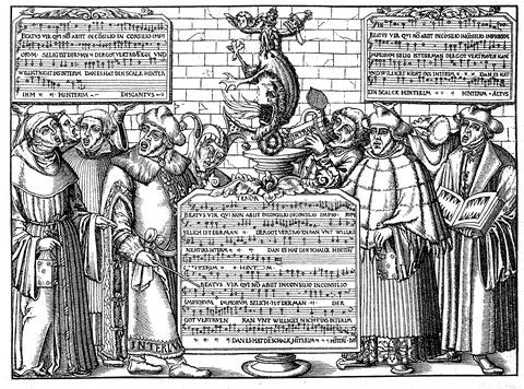 Mockery of the Interim Leipzig Article 1555 Historical digitally restored Illustrazione stock