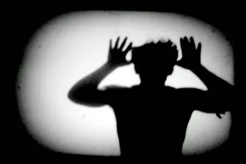 Mocking Man Backlight Silhouette Strobe Light VJ Loop 1 - Vintage 8mm Film Stock Footage 11450860