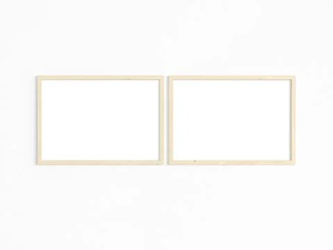 Mockup of 2 thin wood frames to display your design Stock Photos