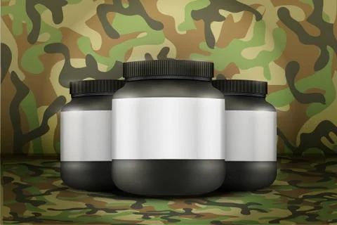 Mockup Background of Sport Nutrition Container. Whey Protein and Gainer Stock Illustration