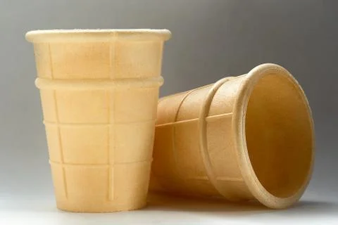 Mockup bakery close up empty ice cream waffle cup isolated Stock Photos