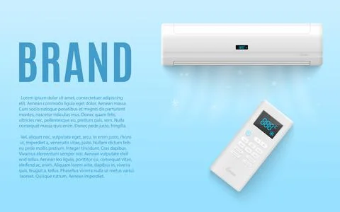 Mockup banner with air conditioning system, realistic vector illustration. Stock Illustration