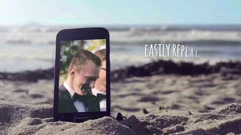 MockUp Beach Phone Real Video Stock After Effects