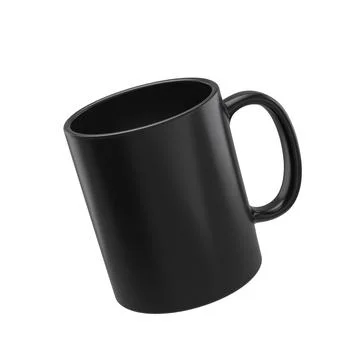Mockup of black blank ceramic coffee mug floating in air Illustration