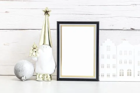 Mockup of a black frame on a light background 写真素材