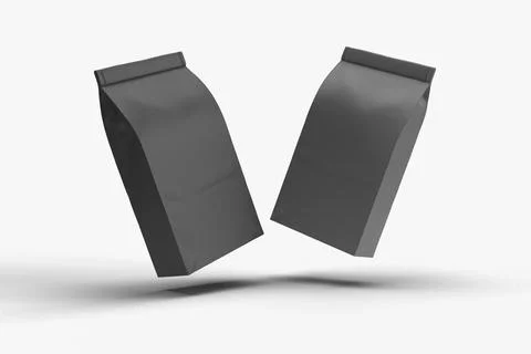 Mockup of black pack a snack packaging Stock Photos