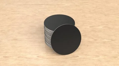 Mockup of blank black round beer coasters Stock Illustration