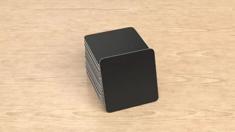 Mockup of blank black square beer coasters Stockillustratie