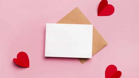 Mockup blank empty greeting gift card for valentines day. Stock Footage 167794745