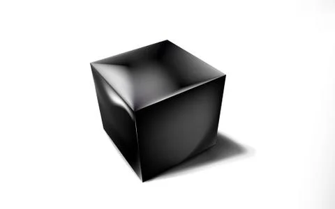 Mockup of blank glossy black cube or box 3d. Icon abstract symbol. Template Illustrazione stock