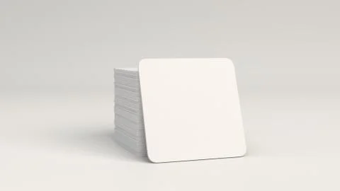 Mockup of blank white square beer coasters 스톡 일러스트