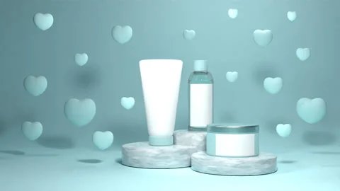 Mockup bottle for cosmetics on blue background for beauty advertisements with Stock Footage 200482227