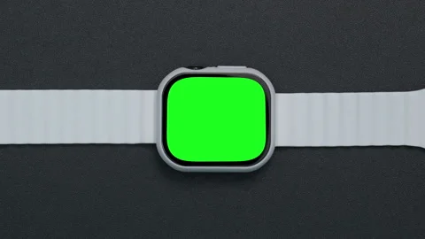 Mockup brand name smart watch with green screen on black background Stock Footage 309845763