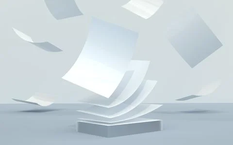 Mockup of a brochure A4. 3d illustration of a composition of office paper and Stock Illustration