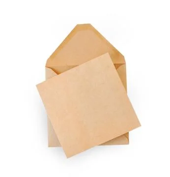 Mockup brown kraft envelope document isolated on white background, clipping path Foto stock