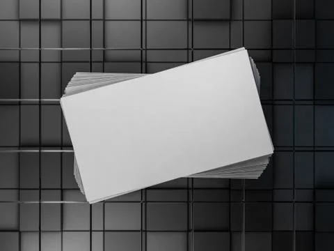 Mockup of business cards fan stack. 3D Illustrazione stock