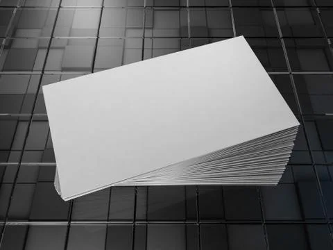 Mockup of business cards fan stack. 3D 库存插图