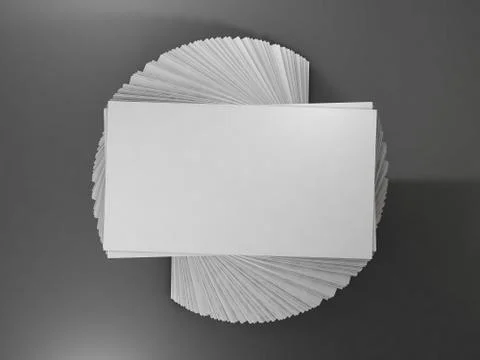 Mockup of business cards fan stack. 3D Illustrazione stock