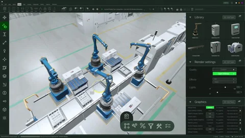 Mockup CAD Software to Engineer Factory and Machinery Stock Footage 295812787
