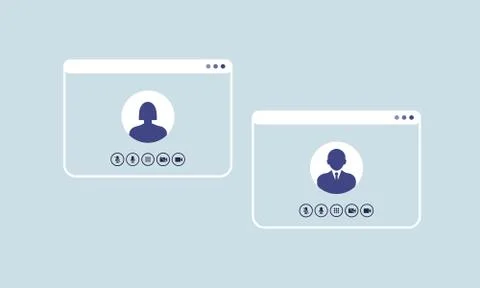 Mockup Call Screen for PC or smartphone. Video call conference, remote projec Stock Illustration
