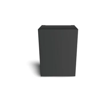 Mockup of clean black rectangle cardboard box in front view realistic style Stock Illustration