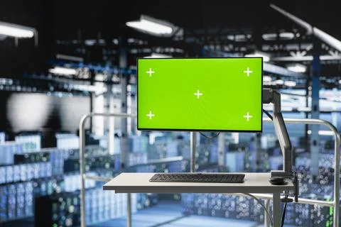 Mockup computer in high tech industrial data center used for AI system Stockfoto's