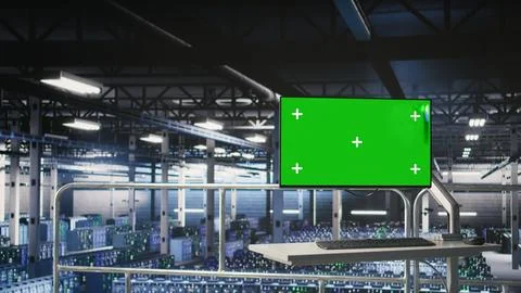 Mockup computer in industrial data center used for AI system monitoring Foto stock
