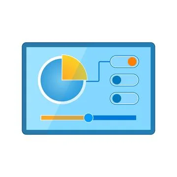 Mockup of computer program with settings and sliders isolated on white back.. Illustrazione stock