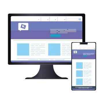 Mockup, concept website development in computer and smartphone 스톡 일러스트