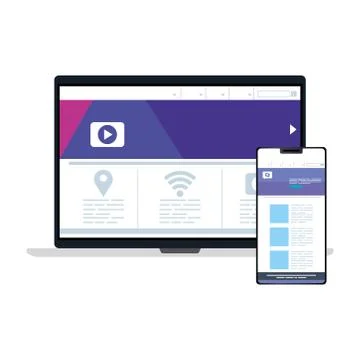 Mockup, concept website development in laptop and smartphone 스톡 일러스트