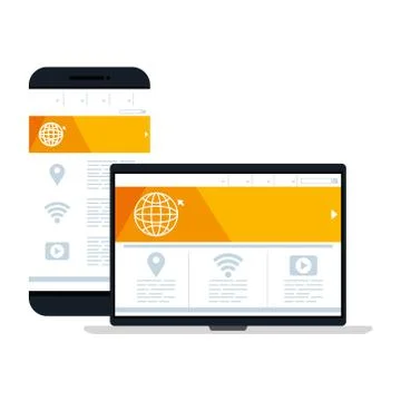 Mockup, concept website development in laptop and smartphone Illustrazione stock