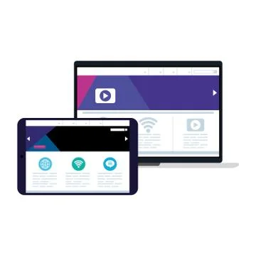 Mockup, concept website development on portable and tablet device Illustrazione stock