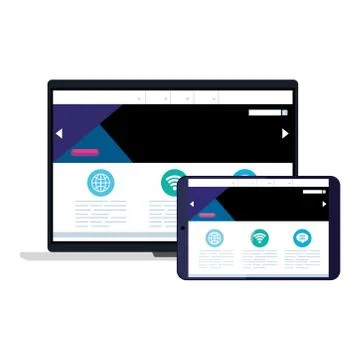 Mockup, concept website development in portable and tablet device Illustrazione stock