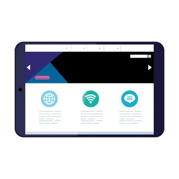 Mockup, concept website development in tablet device Stock Illustration