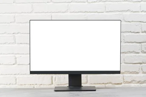 Mockup Copy Space Blank Screen Concept. Stylish workspace with computer on home Stock Photos