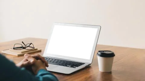 Mockup Copy Space Computer Notebook Laptop Concept. Stock Photos