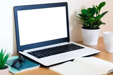 Mockup Copy Space Computer Notebook Laptop Concept , keyboards on laptop co.. Stock Photos